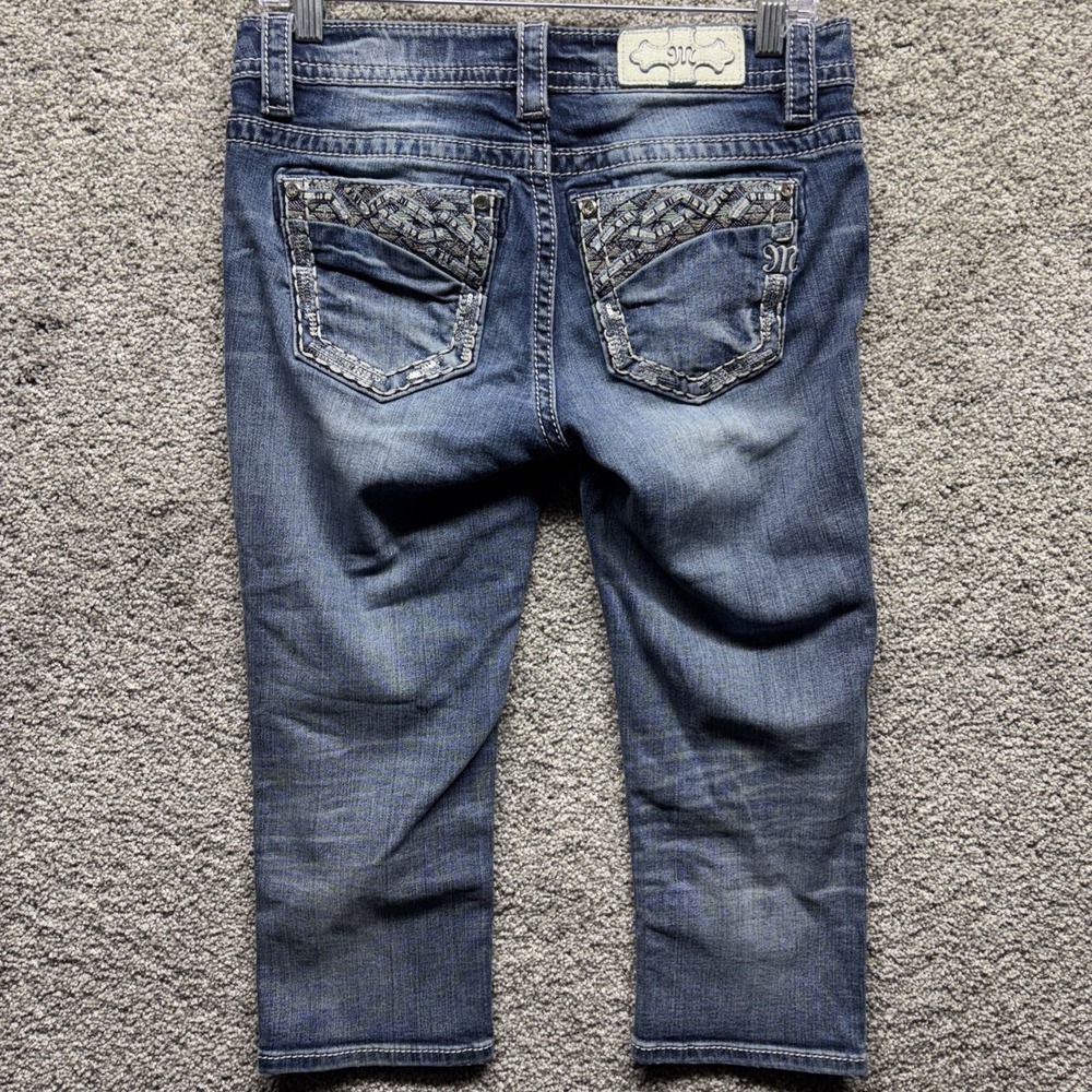 MISS ME Juniors Size 27 (29x20) Mid Rise Capri Jeans MP7834P‎ Rhinestone Sequin